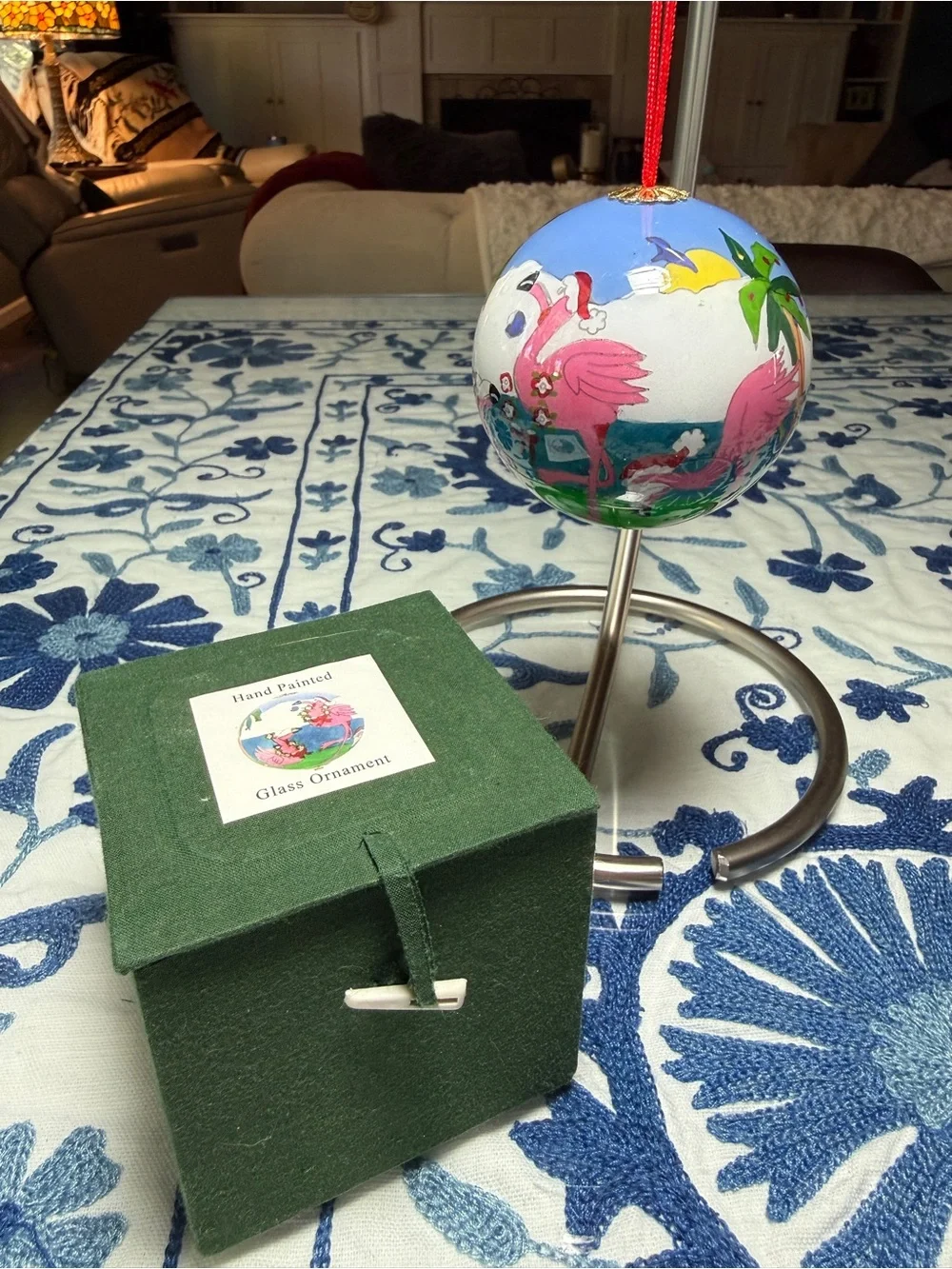 Christmas Ornament PINK FLAMINGO Vacation TOURIST Florida Handpainted Brighton